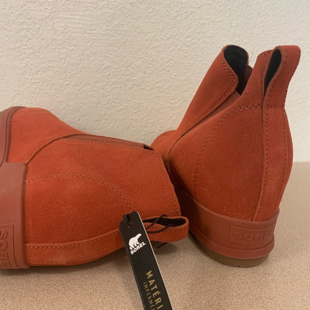 Sorel Orange Ankle Booties with Suede Texture - Picture 10 of 13